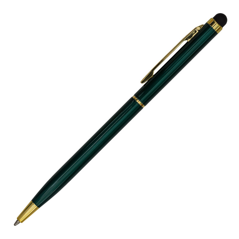 Długopis aluminiowy Touch Tip Gold, ciemny zielony