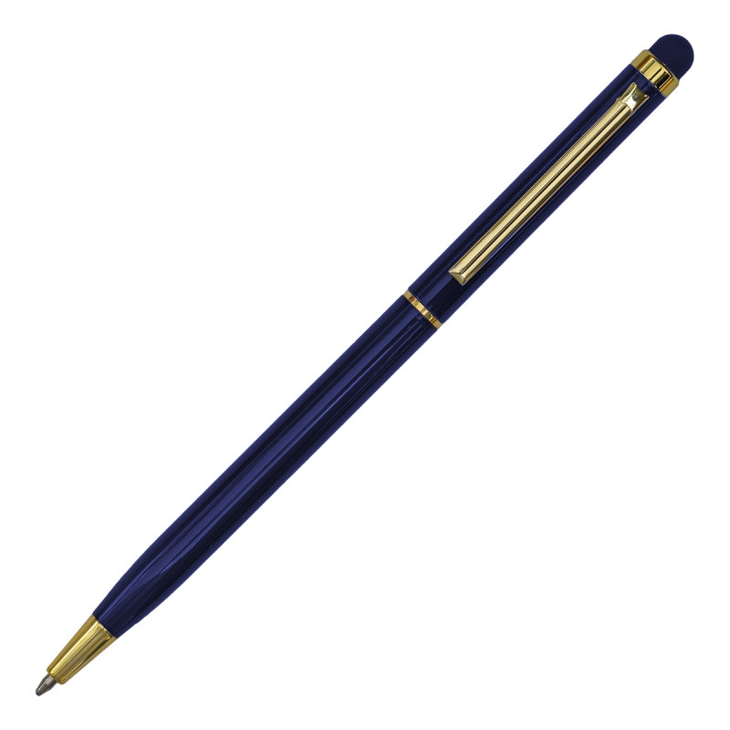 Długopis aluminiowy Touch Tip Gold, granatowy