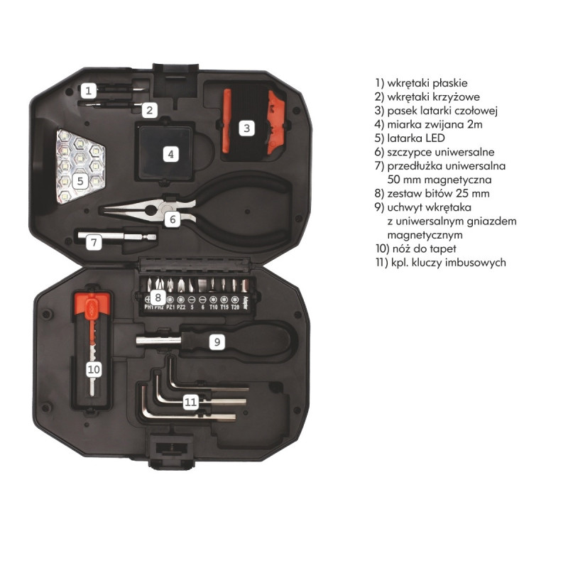 Zestaw narzędzi Smart DIY, czarny/czerwony