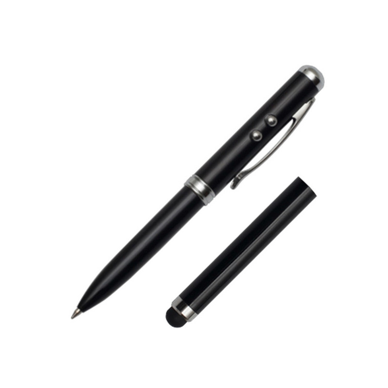 Długopis ze wskaźnikiem laserowym Supreme – 4 w 1, czarny