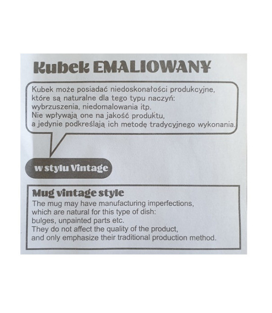 Kubek emaliowany Oldie 500 ml, biały