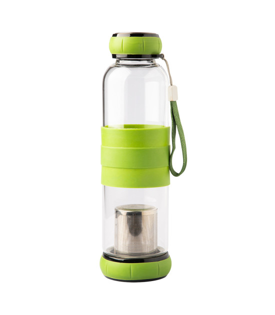 Szklana butelka z zaparzaczem do herbaty Sulmona 550 ml, zielony
