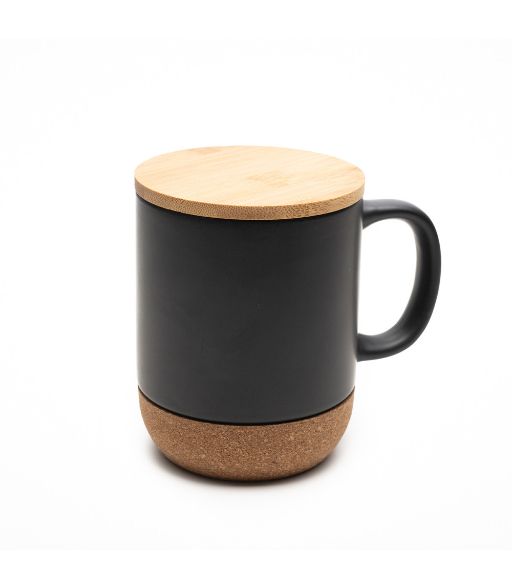 Kubek ceramiczny z bambusową przykrywką Giulia, czarny