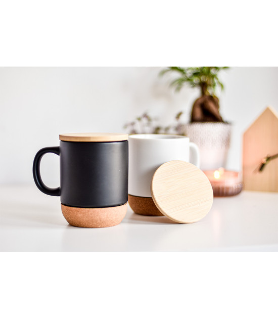 Kubek ceramiczny z bambusową przykrywką Giulia, czarny