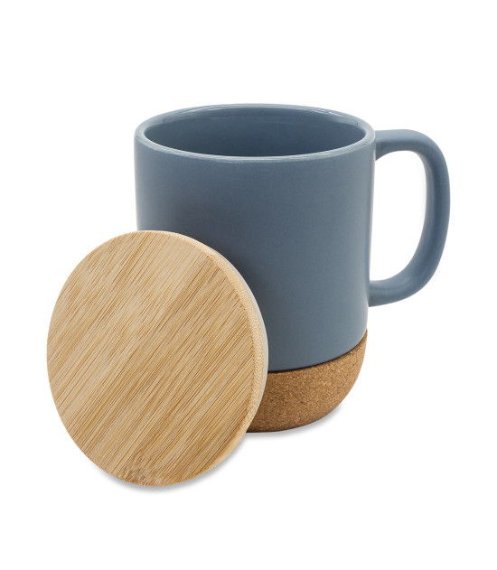Kubek ceramiczny z bambusową przykrywką Giulia, szary