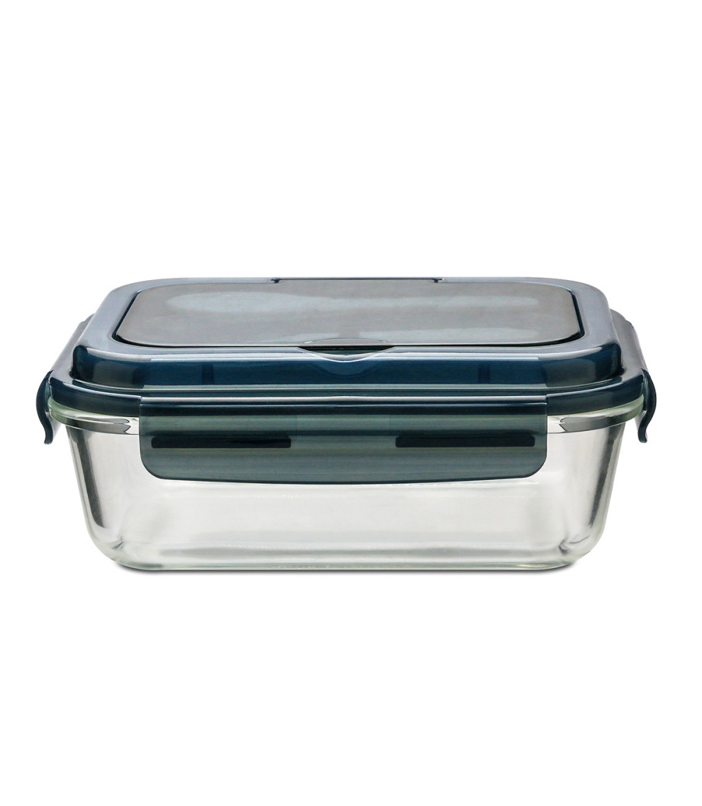 Szklany lunch box ze sztućcami Lagos 1000 ml, czarny