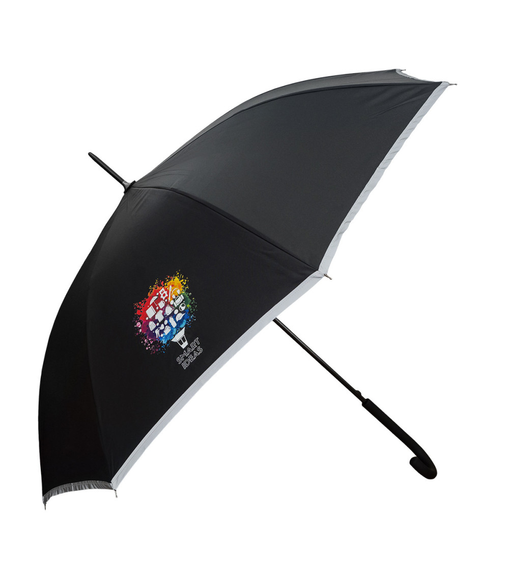 Parasol z taśmą odblaskową Refu, czarny