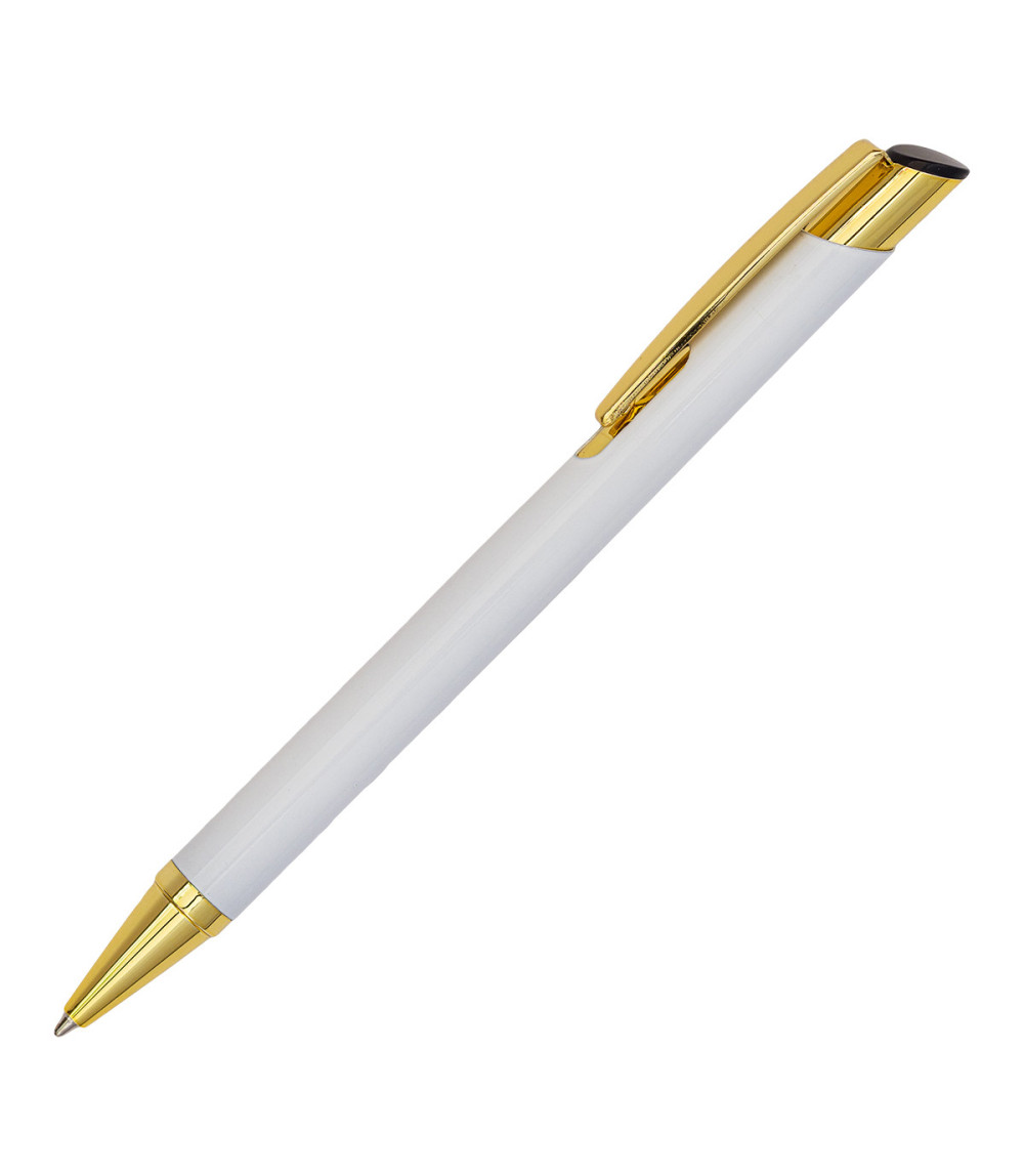 Długopis aluminiowy Lindi, biały/złoty