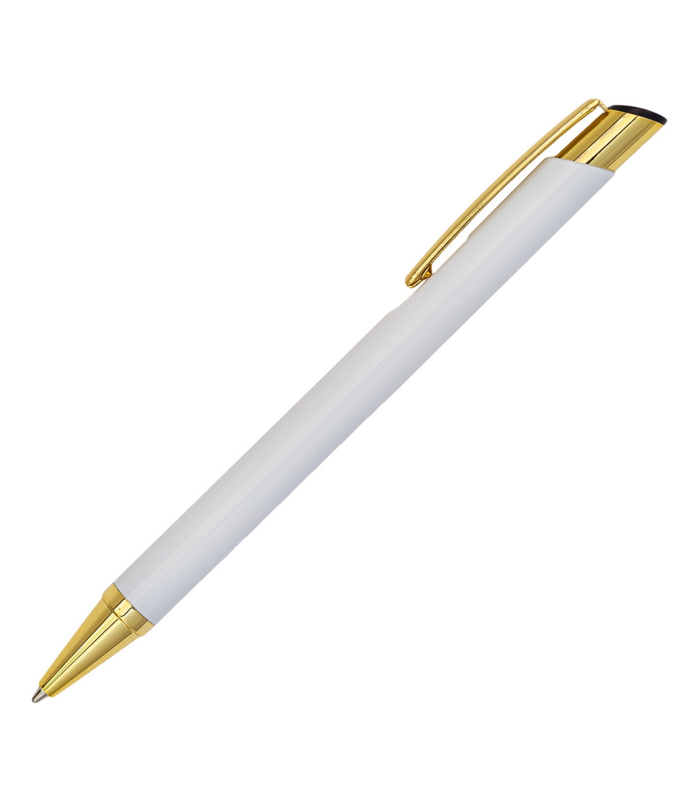 Długopis aluminiowy Lindi, biały/złoty
