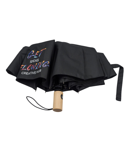 Parasol z drewnianą rączką Granton, czarny