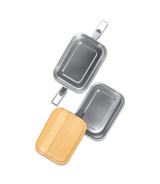 Double lunch box Alcora 1100 ml, srebrny