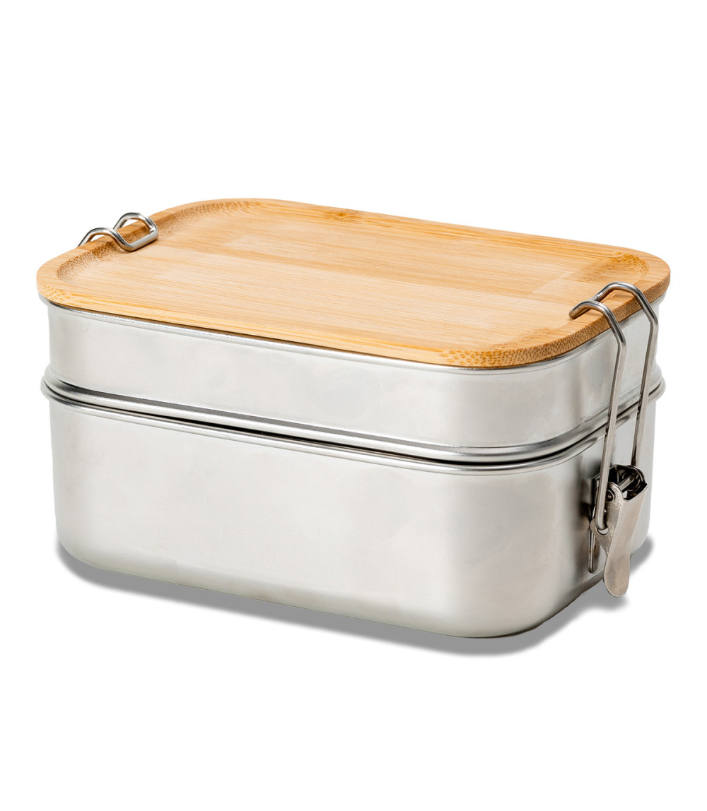 Double lunch box Alcora 1100 ml, srebrny