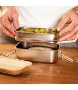 Double lunch box Alcora 1100 ml, srebrny
