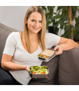Double lunch box Alcora 1100 ml, srebrny