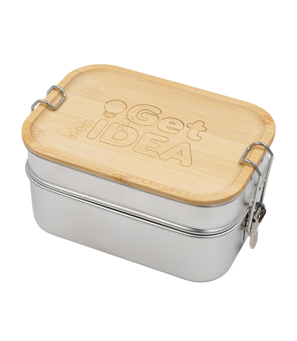 Double lunch box Alcora 1100 ml, srebrny