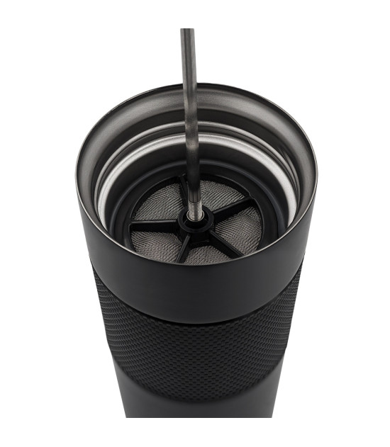 Kubek termiczny z french press Aspet 450 ml, czarny