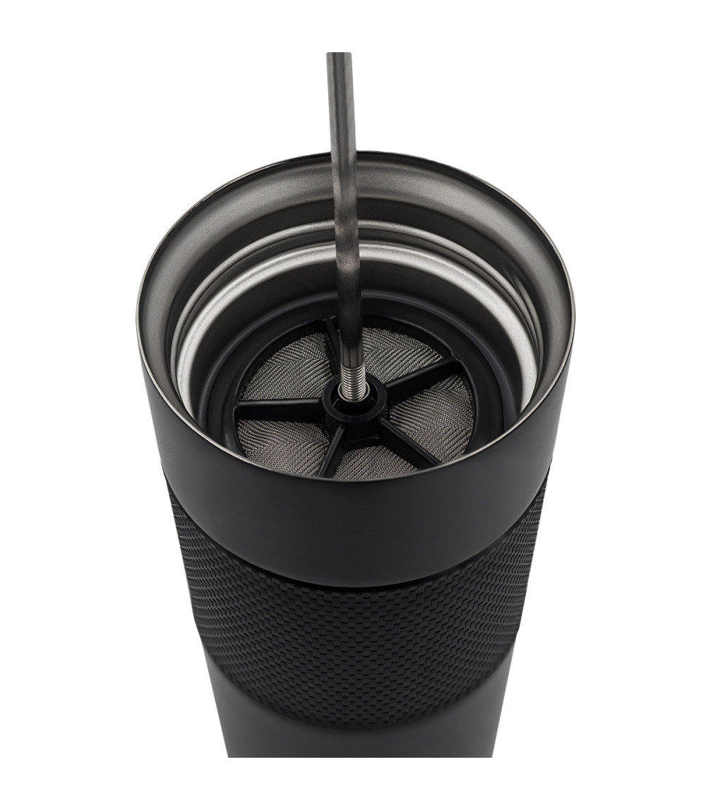 Kubek termiczny z french press Aspet 450 ml, czarny