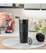 Kubek termiczny z french press Aspet 450 ml, czarny