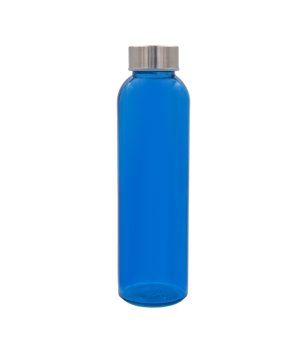 Kolorowa, szklana butelka Aqua Kuba 500 ml, niebieski