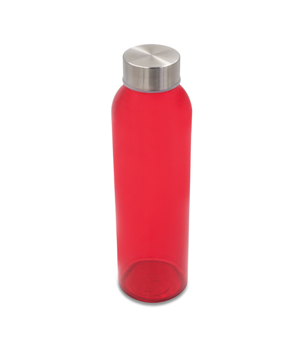 Kolorowa, szklana butelka Aqua Kuba 500 ml, czerwony