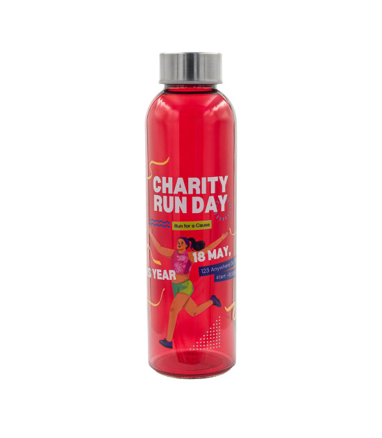 Kolorowa, szklana butelka Aqua Kuba 500 ml, czerwony