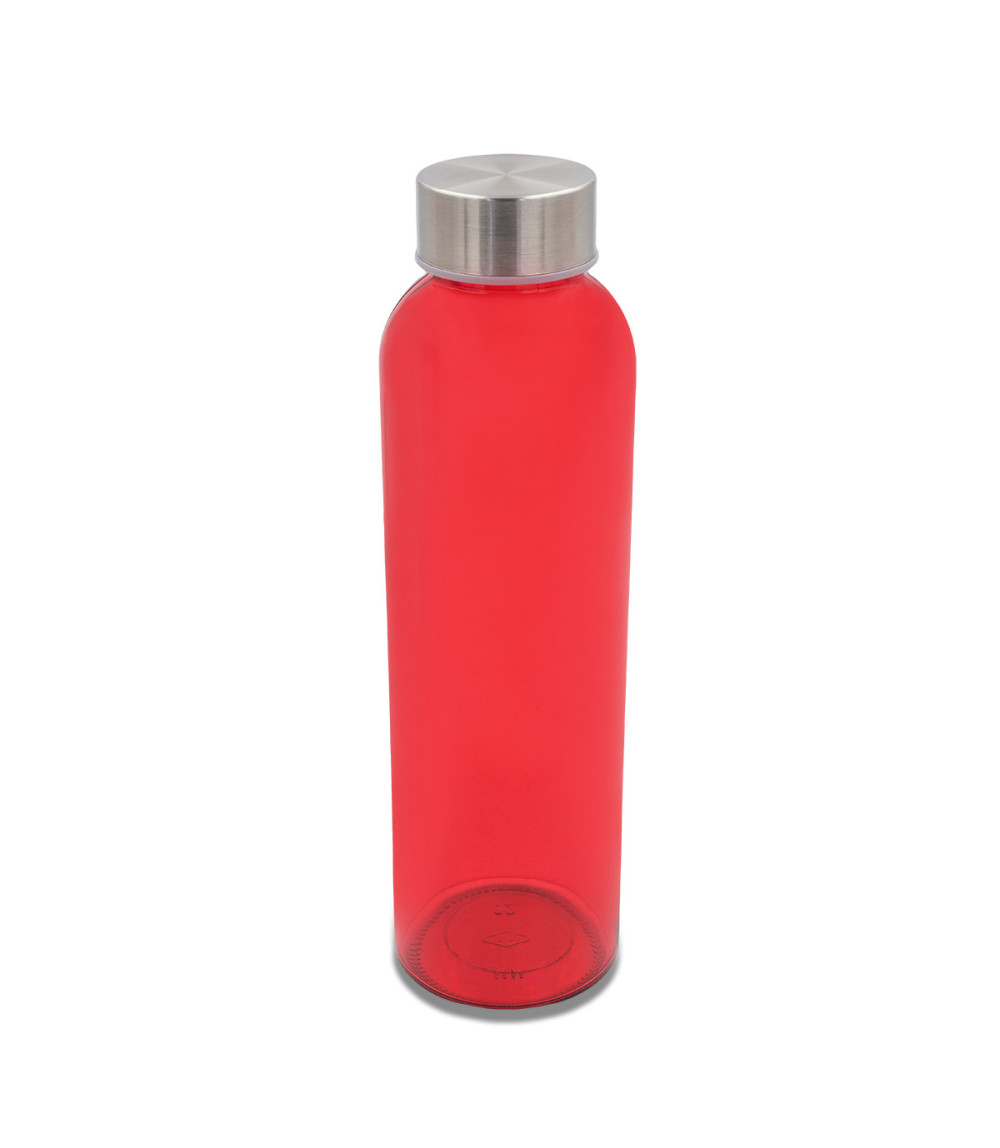 Kolorowa, szklana butelka Aqua Kuba 500 ml, czerwony