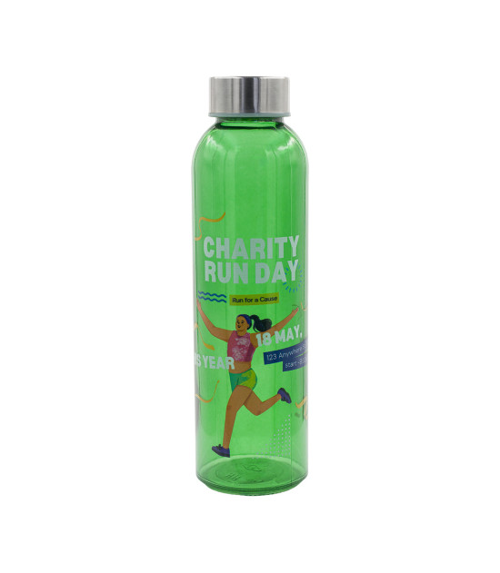 Kolorowa, szklana butelka Aqua Kuba 500 ml, zielony