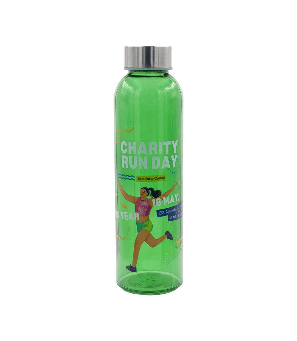 Kolorowa, szklana butelka Aqua Kuba 500 ml, zielony