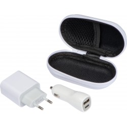 Zestaw podróżny - ładowarka samochodowa oraz wtyczka ładująca USB i USB typu C