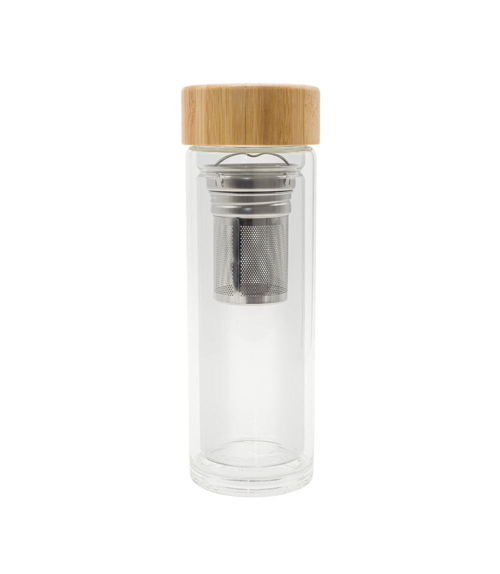 Dwuścienna butelka z zaparzaczem Helen 400 ml, transparentny