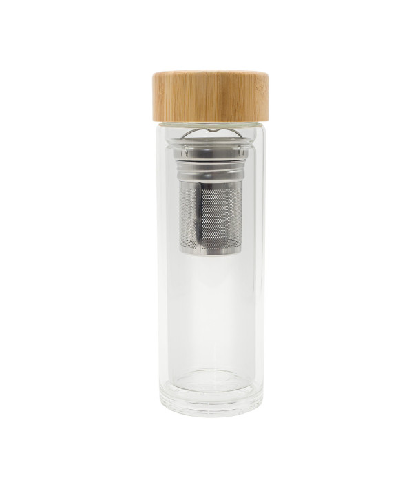 Dwuścienna butelka z zaparzaczem Helen 400 ml, transparentny