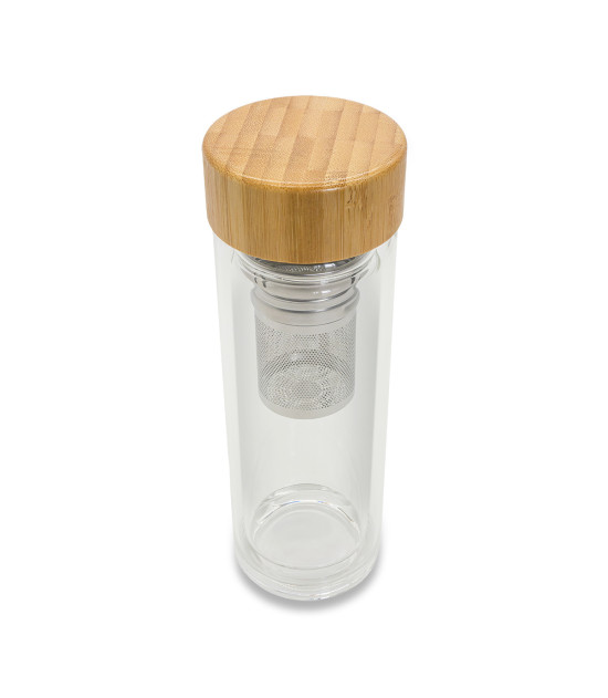 Dwuścienna butelka z zaparzaczem Helen 400 ml, transparentny