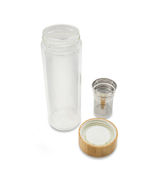 Dwuścienna butelka z zaparzaczem Helen 400 ml, transparentny