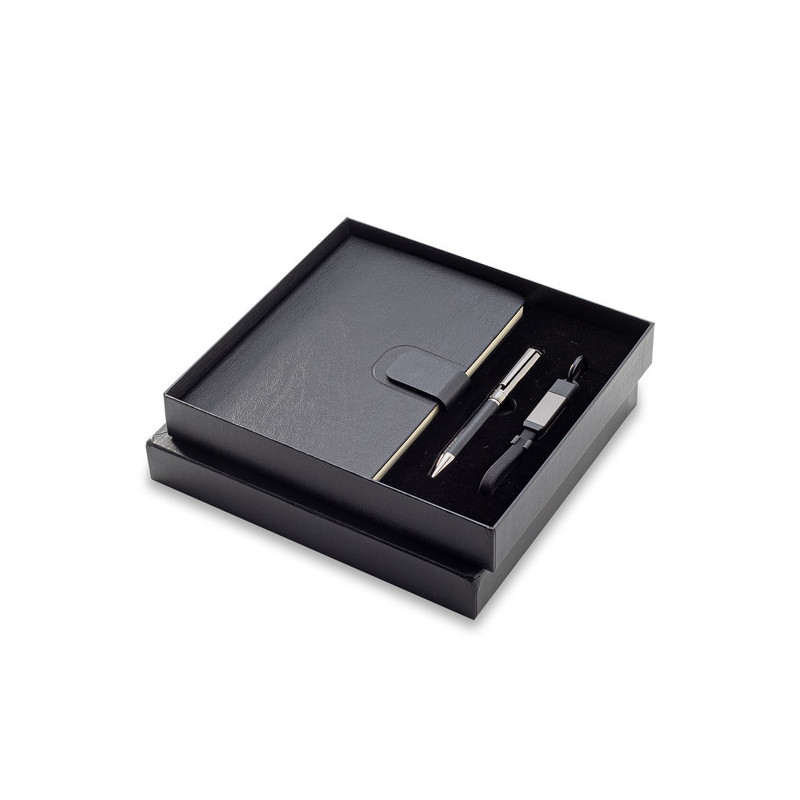 Zestaw upominkowy z kablem USB 2w1 Davos, czarny