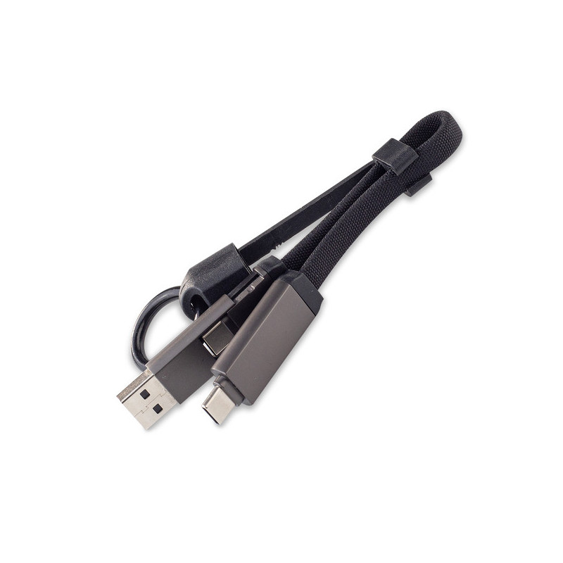 Zestaw upominkowy z kablem USB 2w1 Davos, czarny