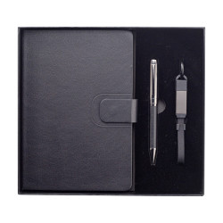 Zestaw upominkowy z kablem USB 2w1 Davos, czarny