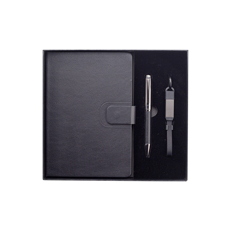 Zestaw upominkowy z kablem USB 2w1 Davos, czarny