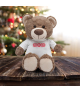 Maskotka Big Teddy w koszulce z motywem świątecznym, brązowy