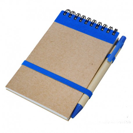 Notes eco 90x140/70k gładki z długopisem, niebieski/beżowy 