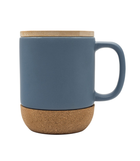 Kubek ceramiczny z bambusową przykrywką Giulia, szary