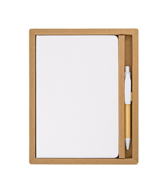 Zestaw upominkowy notes z długopisem Forest, biały