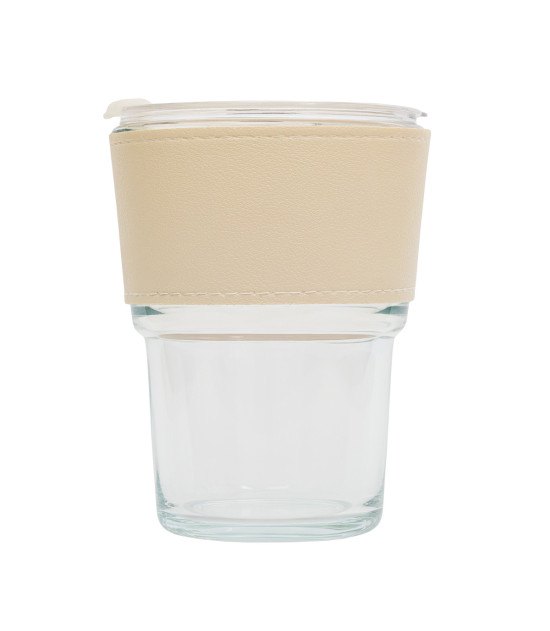 Kubek szklany Vigo 350 ml, beżowy/transparentny