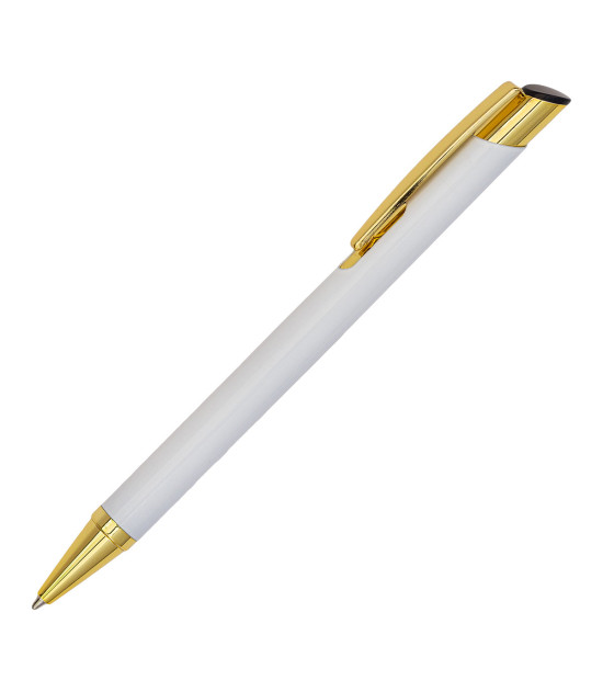 Długopis aluminiowy Lindi, biały/złoty
