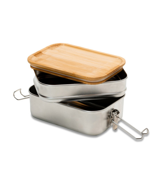 Double lunch box Alcora 1100 ml, srebrny