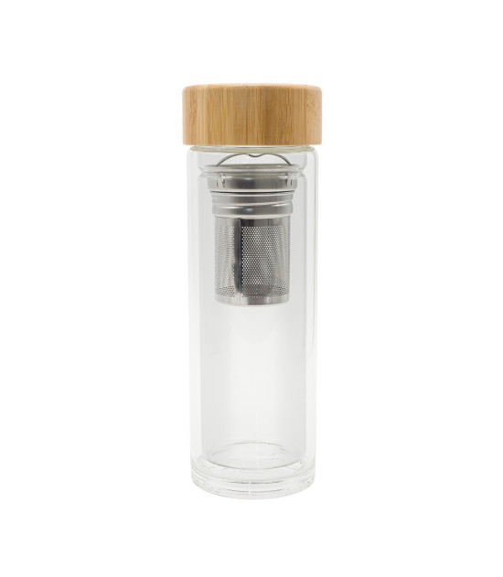 Dwuścienna butelka z zaparzaczem Helen 400 ml, transparentny